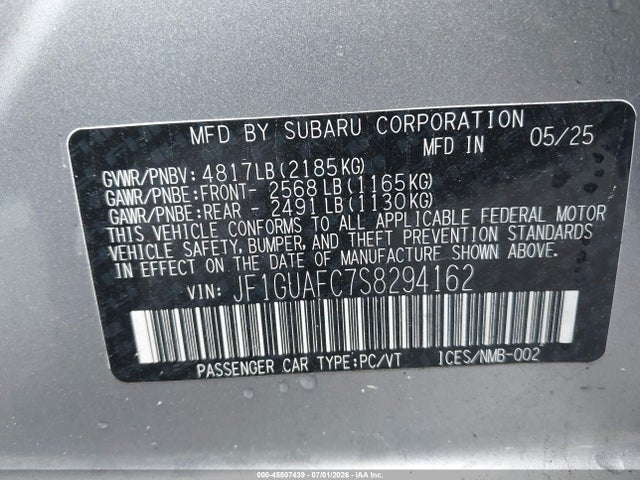Продажа на аукционе авто 2025 Subaru Impreza Sport 5-door, vin: JF1GUAFC7S8294162, номер лота: 45507439