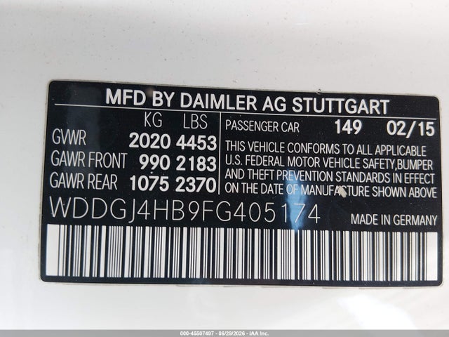 Auction sale of the 2015 Mercedes-benz C 250, vin: WDDGJ4HB9FG405174, lot number: 45507497
