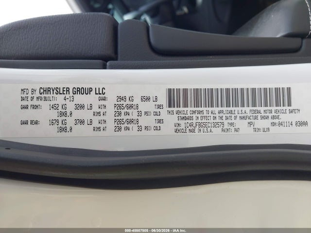Aukcja sprzedaży 2014 Jeep Grand Cherokee Limited, vin: 1C4RJFBG5EC132579, numer aukcji: 45507505
