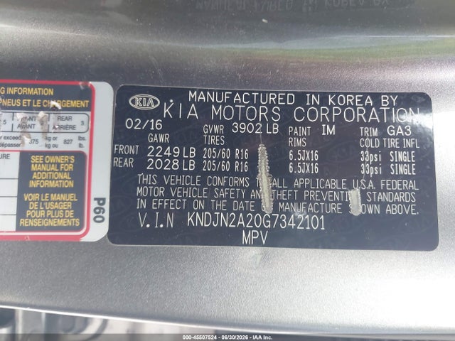 KIA Soul 2016 KNDJN2A20G7342101 Image 9