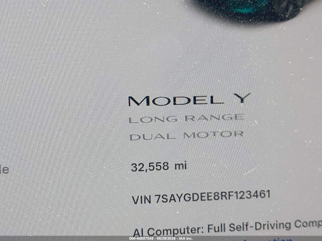 45507549 :رقم المزاد ، 7SAYGDEE8RF123461 vin ، 2024 Tesla Model Y Long Range Dual Motor All-wheel Drive مزاد بيع