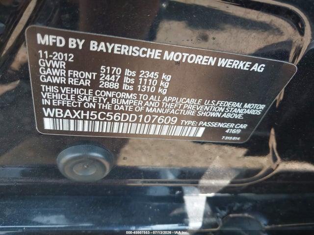 Aukcja sprzedaży 2013 Bmw 528i Xdrive, vin: WBAXH5C56DD107609, numer aukcji: 45507553