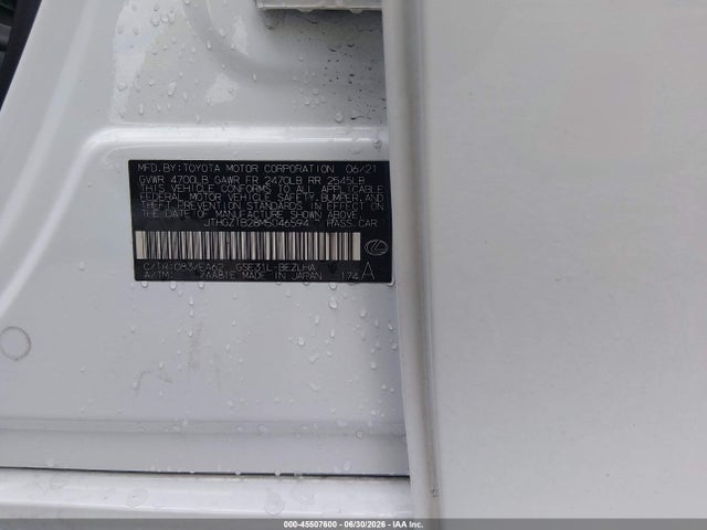 45507600 :رقم المزاد ، JTHGZ1B28M5046594 vin ، 2021 Lexus Is 350 F Sport مزاد بيع