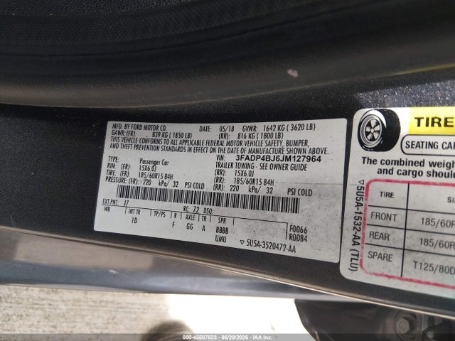 Ford FIESTA SE 2018 3FADP4BJ6JM127964 Image 9