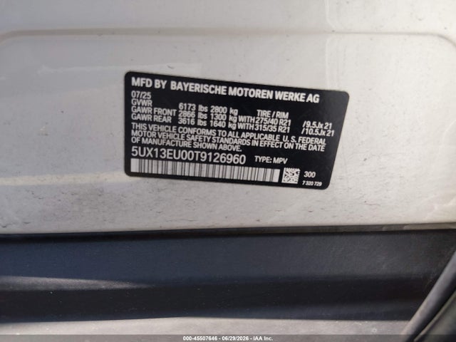 Auction sale of the 2026 Bmw X5 Sdrive40i, vin: 5UX13EU00T9126960, lot number: 45507646