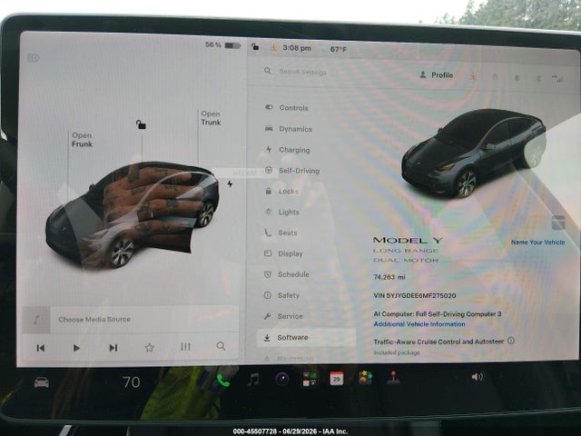 Продаж на аукціоні авто 2021 Tesla Model Y Long Range Dual Motor All-wheel Drive, vin: 5YJYGDEE6MF275020, номер лоту: 45507728