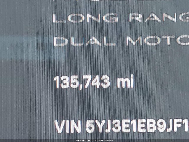 45507742 :رقم المزاد ، 5YJ3E1EB9JF100065 vin ، 2018 Tesla Model 3 Long Range/performance مزاد بيع