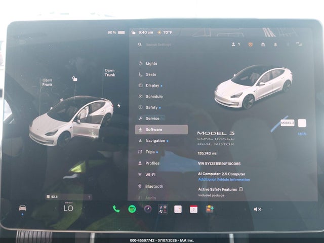 45507742 :رقم المزاد ، 5YJ3E1EB9JF100065 vin ، 2018 Tesla Model 3 Long Range/performance مزاد بيع