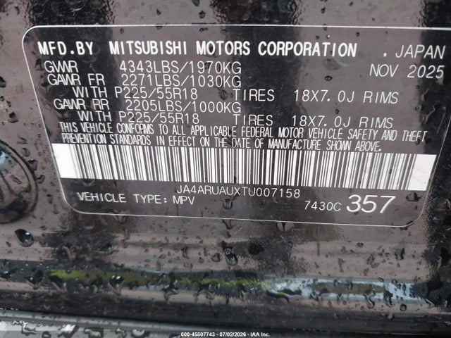 Продажа на аукционе авто 2026 Mitsubishi Outlander Sport 2.0 Es/2.0 Le/2.0 Ralliart/2.0 S/2.0 Se/2.0 Trail Edition, vin: JA4ARUAUXTU007158, номер лота: 45507743