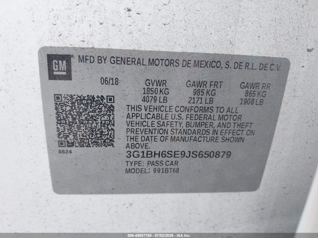 3G1BH6SE9JS650879 Chevrolet Cruze Lt Auto
