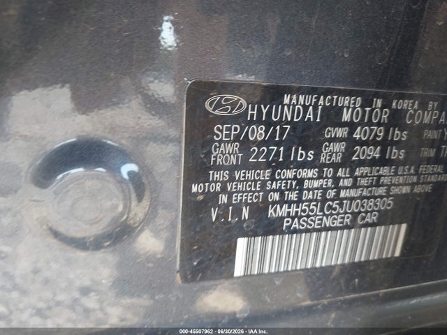 2018 Hyundai Elantra Gt Sport მანქანა იყიდება აუქციონზე, vin: KMHH55LC5JU038305, აუქციონის ნომერი: 45507962