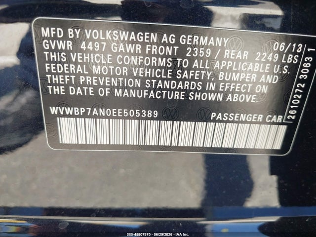 Продажа на аукционе авто 2014 Volkswagen Cc Sport, vin: WVWBP7ANOEE505389, номер лота: 45507970