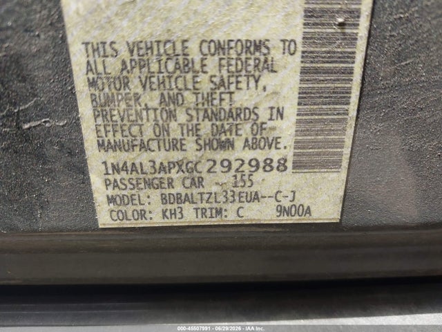 45507991 :رقم المزاد ، 1N4AL3APXGC292988 vin ، 2016 Nissan Altima 2.5 Sl مزاد بيع