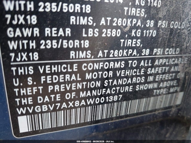 Продаж на аукціоні авто 2010 Volkswagen Tiguan Se, vin: WVGBV7AX8AW001387, номер лоту: 45508012