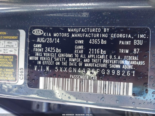 KIA OPTIMA EX 2015 5XXGN4A76FG398261 Image 9