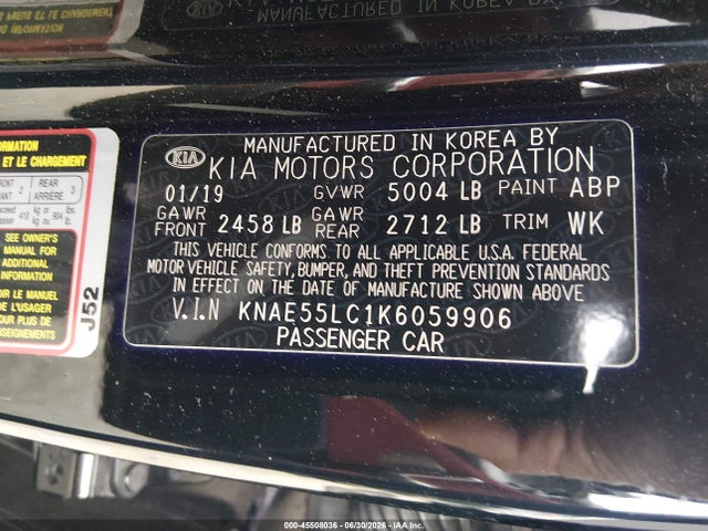 KIA Stinger Gt2 2019 KNAE55LC1K6059906 Image 9