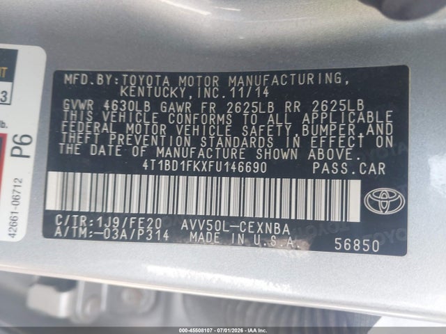 4T1BD1FKXFU146690 Toyota Camry Hybrid Le