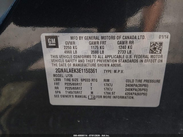 Chevrolet EQUINOX LS 2014 2GNALAEK3E1150361 Image 9