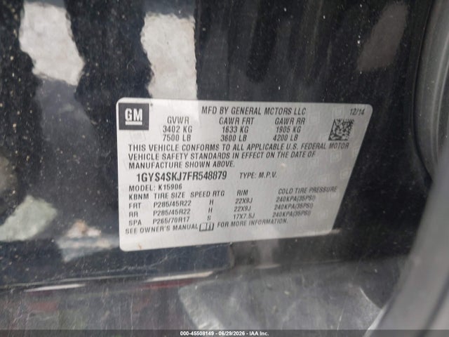 Продаж на аукціоні авто 2015 Cadillac Escalade Esv Luxury, vin: 1GYS4SKJ7FR548879, номер лоту: 45508149