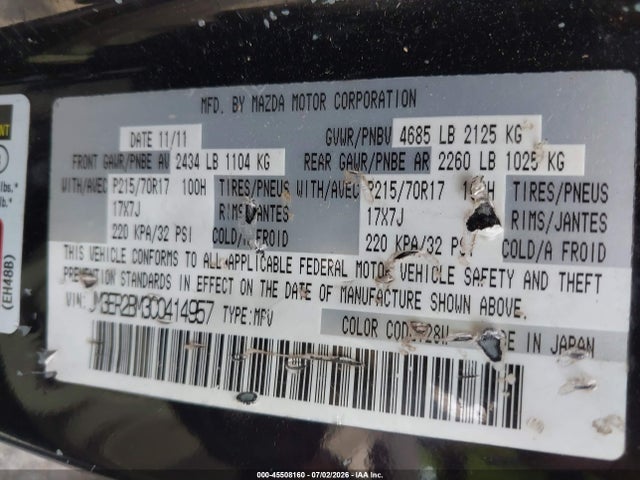 Продаж на аукціоні авто 2012 Mazda Cx-7 I Sport, vin: JM3ER2BM3C0414957, номер лоту: 45508160
