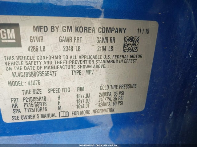 KL4CJBSB6GB565477 Buick Encore Convenience