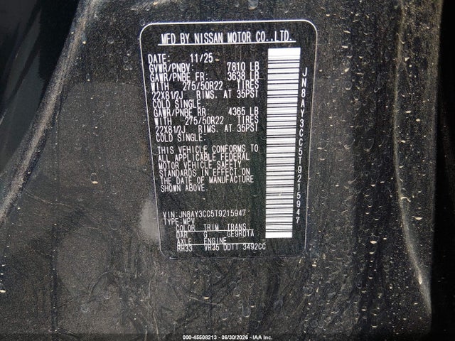 JN8AY3CC5T9215947 Nissan Armada Platinum Reserve