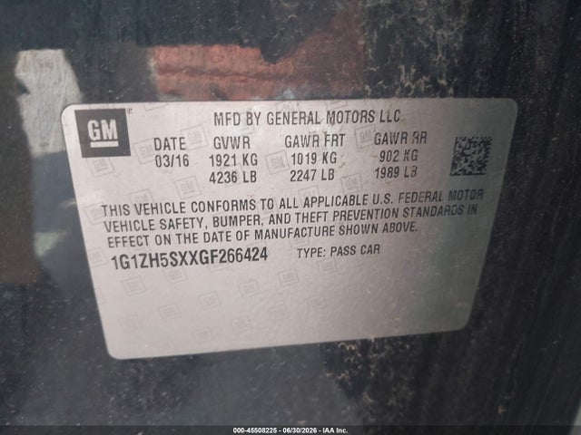 1G1ZH5SXXGF266424 Chevrolet Malibu Premier