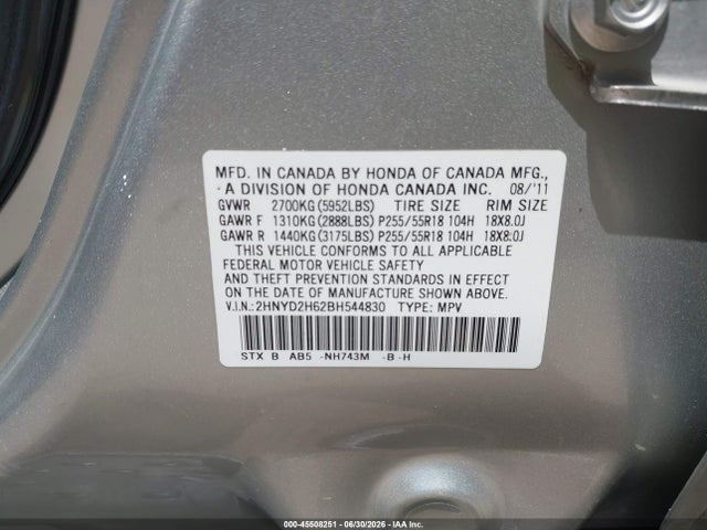 2011 Acura Mdx Technology Package მანქანა იყიდება აუქციონზე, vin: 2HNYD2H62BH544830, აუქციონის ნომერი: 45508251
