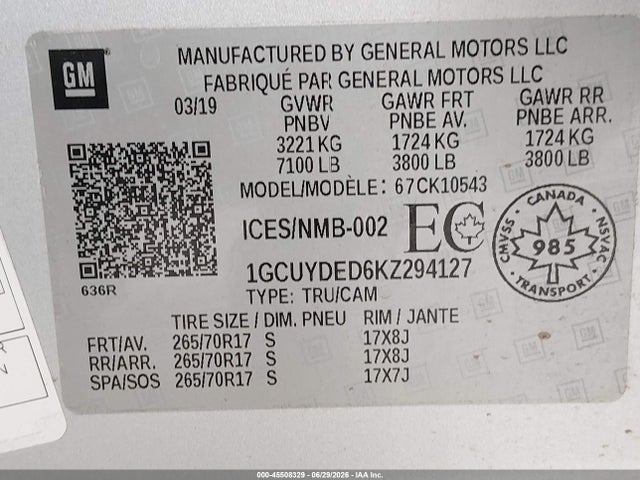 Chevrolet Silverado 1500 Lt 2019 1GCUYDED6KZ294127 Image 9