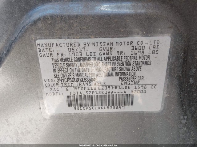 Nissan KICKS SV 2019 3N1CP5CUXKL535849 Image 9