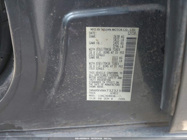 Nissan Frontier Sv 2019 1N6AD0EV0KN732323 Image 9