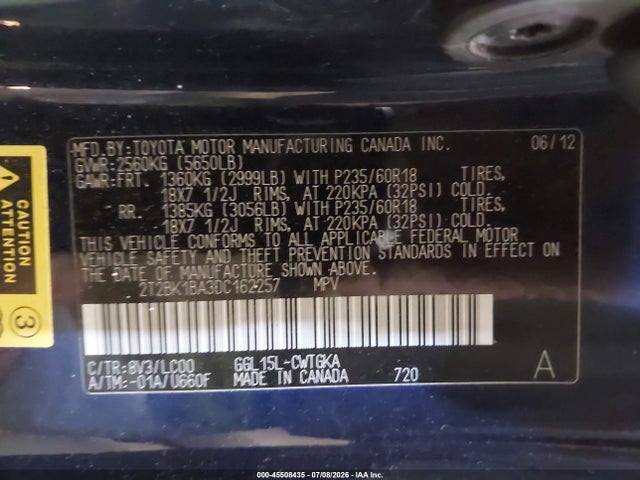 Продаж на аукціоні авто 2013 Lexus Rx 350, vin: 2T2BK1BA3DC162257, номер лоту: 45508435