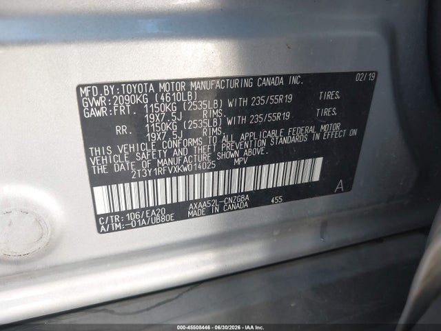 Toyota Rav4 Limited 2019 2T3Y1RFVXKW014025 Image 9
