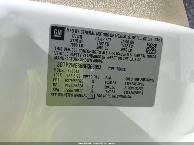 Aukcja sprzedaży 2011 Gmc Sierra 1500 Slt, vin: 3GTP2WE36BG365053, numer aukcji: 45508471