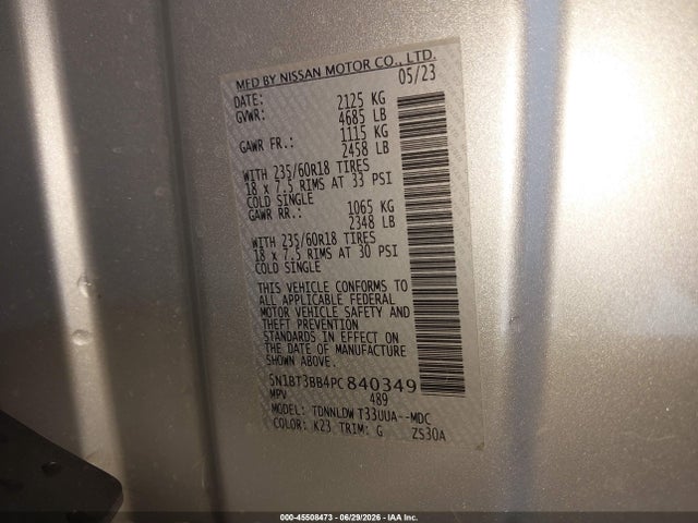 Продажа на аукционе авто 2023 Nissan Rogue Sv Intelligent Awd, vin: 5N1BT3BB4PC840349, номер лота: 45508473