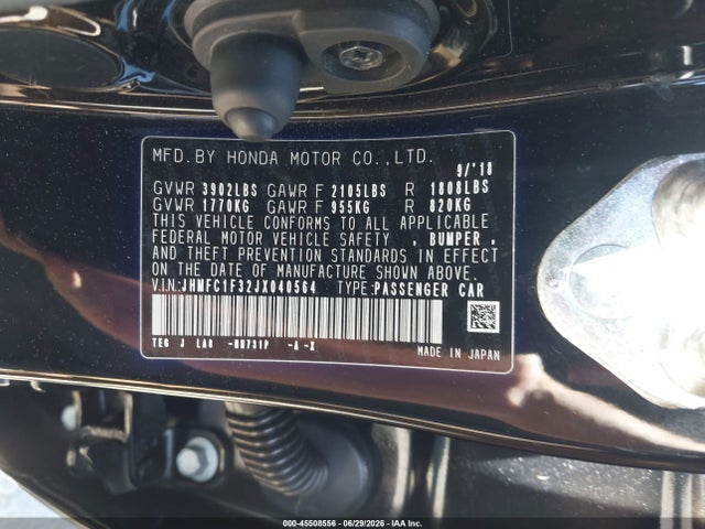 Honda Civic Ex-t 2018 JHMFC1F32JX040564 Image 9