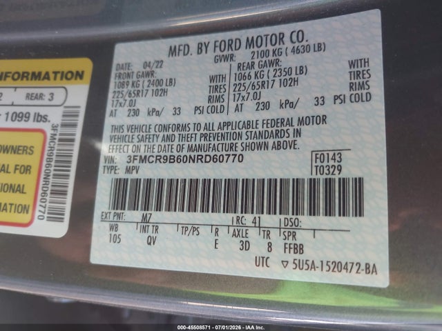 Ford Bronco Sport Big Bend 2022 3FMCR9B60NRD60770 Image 9