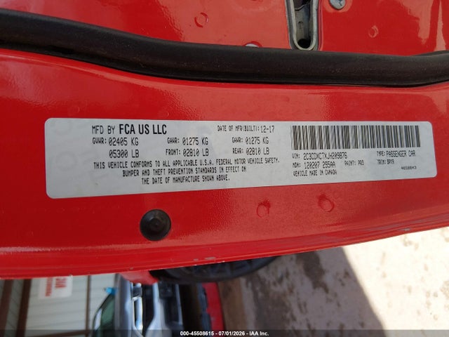 45508615 :رقم المزاد ، 2C3CDXCTXJH209876 vin ، 2018 Dodge Charger R/t Rwd مزاد بيع