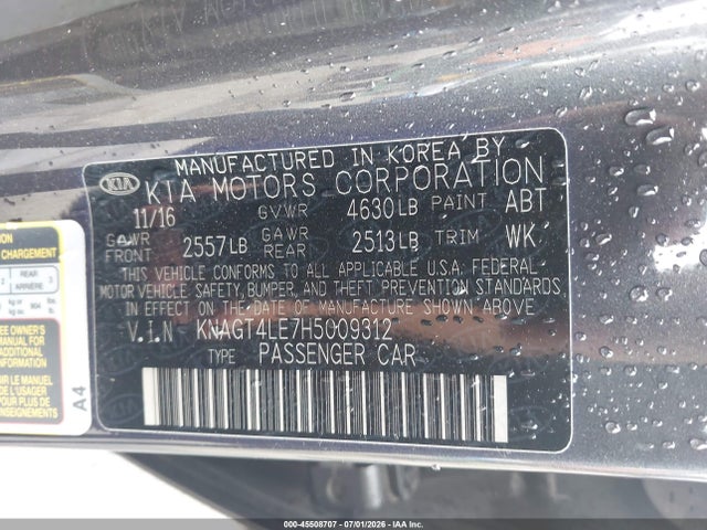 KIA OPTIMA HYBRID 2017 KNAGT4LE7H5009312 Image 9
