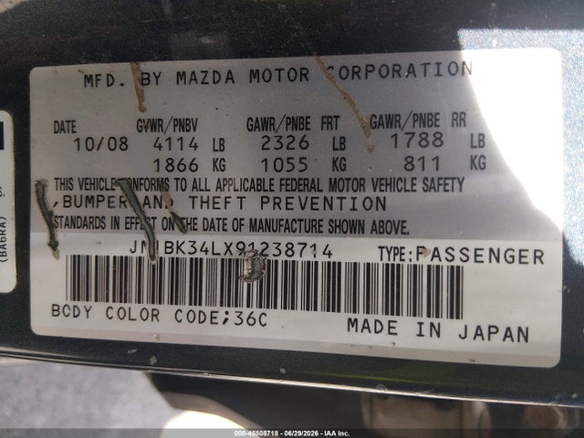 Продажа на аукционе авто 2009 Mazda Mazdaspeed3 Grand Touring, vin: JM1BK34LX91238714, номер лота: 45508718