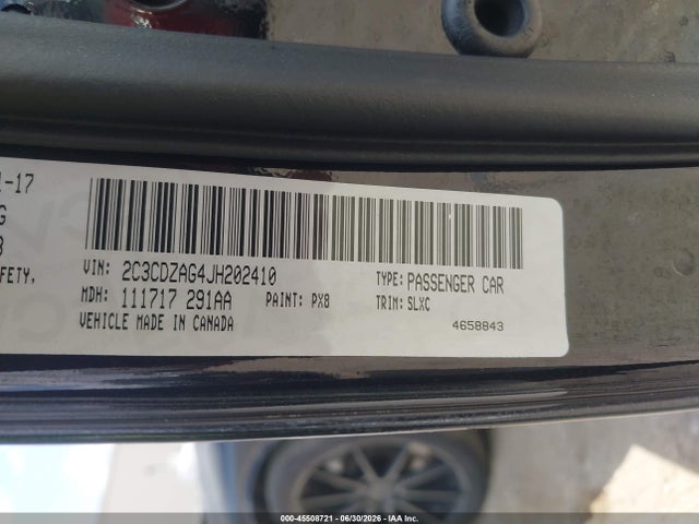 Продаж на аукціоні авто 2018 Dodge Challenger Sxt Plus, vin: 2C3CDZAG4JH202410, номер лоту: 45508721
