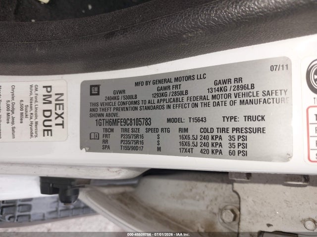 45508756 :رقم المزاد ، 1GTH6MFE9C8105783 vin ، 2012 Gmc Canyon Sle1 مزاد بيع
