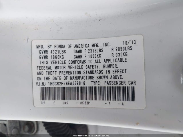 1HGCR2F58EA059916 Honda Accord Sport