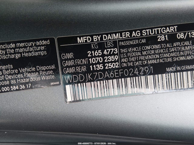 Продаж на аукціоні авто 2014 Mercedes-benz Sl 550, vin: WDDJK7DA6EF024291, номер лоту: 45508773