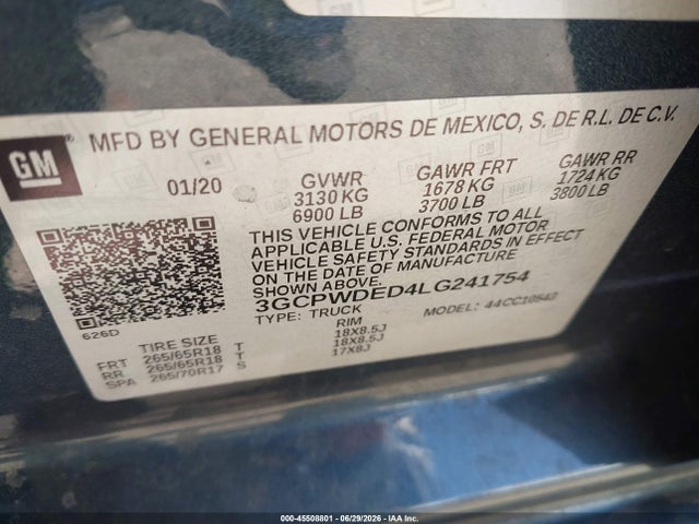 3GCPWDED4LG241754 Chevrolet Silverado 1500 2wd Short Bed Rst