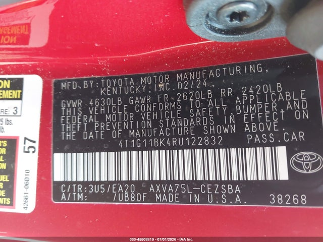 Toyota CAMRY SE 2024 4T1G11BK4RU122832 Image 9
