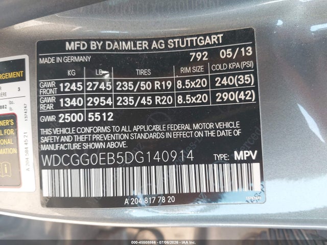 Продажа на аукционе авто 2013 Mercedes-benz Glk 250 Bluetec 4matic, vin: WDCGG0EB5DG140914, номер лота: 45508866
