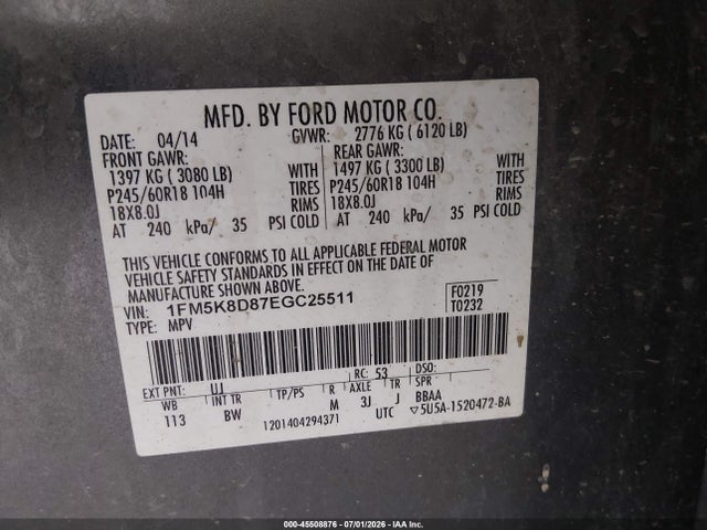Ford EXPLORER XLT 2014 1FM5K8D87EGC25511 Image 9