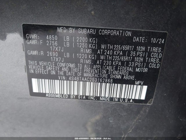 Subaru Outback 2025 4S4BTAAC2S3162868 Image 9