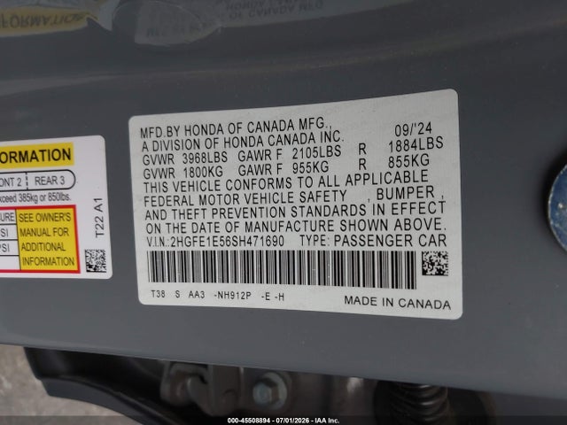 2HGFE1E56SH471690 Honda Civic Si Base W/high Performance Summer Tires/